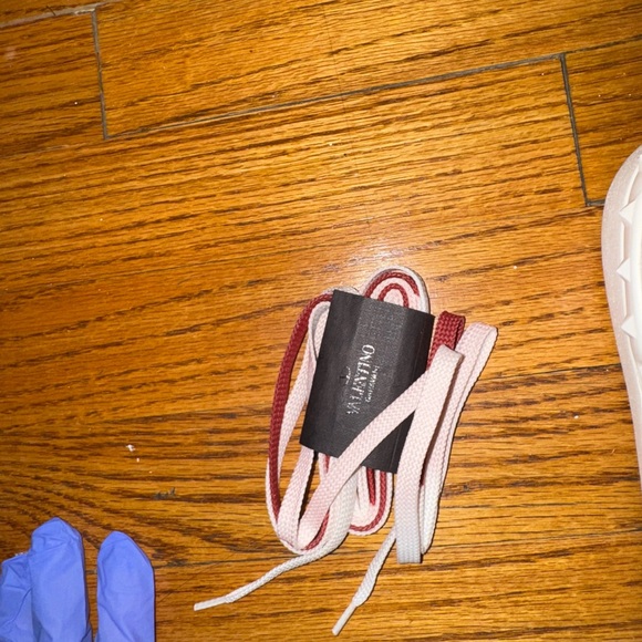 Valentino Garavani White and Burgundy Sneakers - Picture 9 of 12